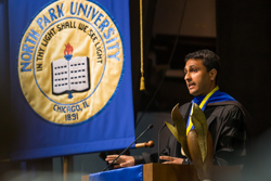Eboo Patel speaks at North Park University's spring commencement.