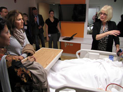 Dr. Linda Duncan, right, dean of the School of Nursing, explains how students and faculty are using the Nursing Simulation Center.